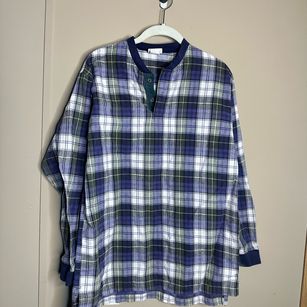 L.L. Bean Navy and Green Plaid Shirt